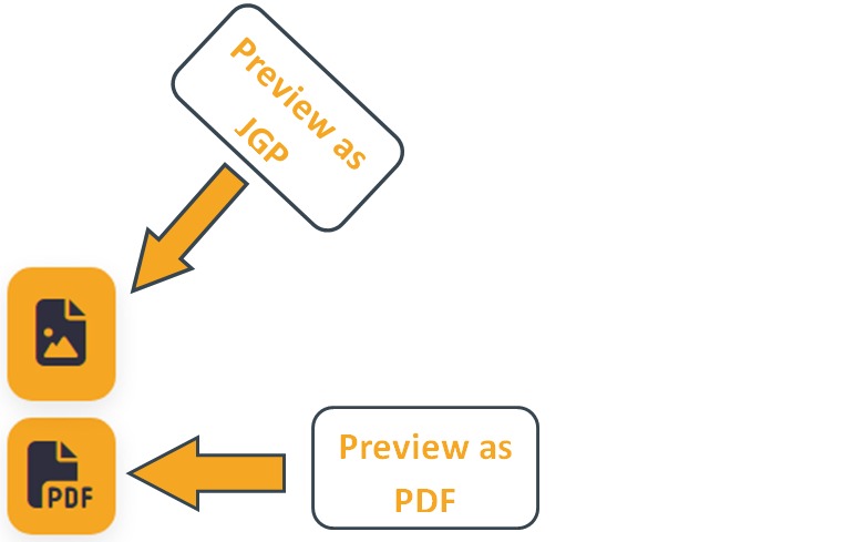 Two buttons to download or export previews as JPG and PDF.