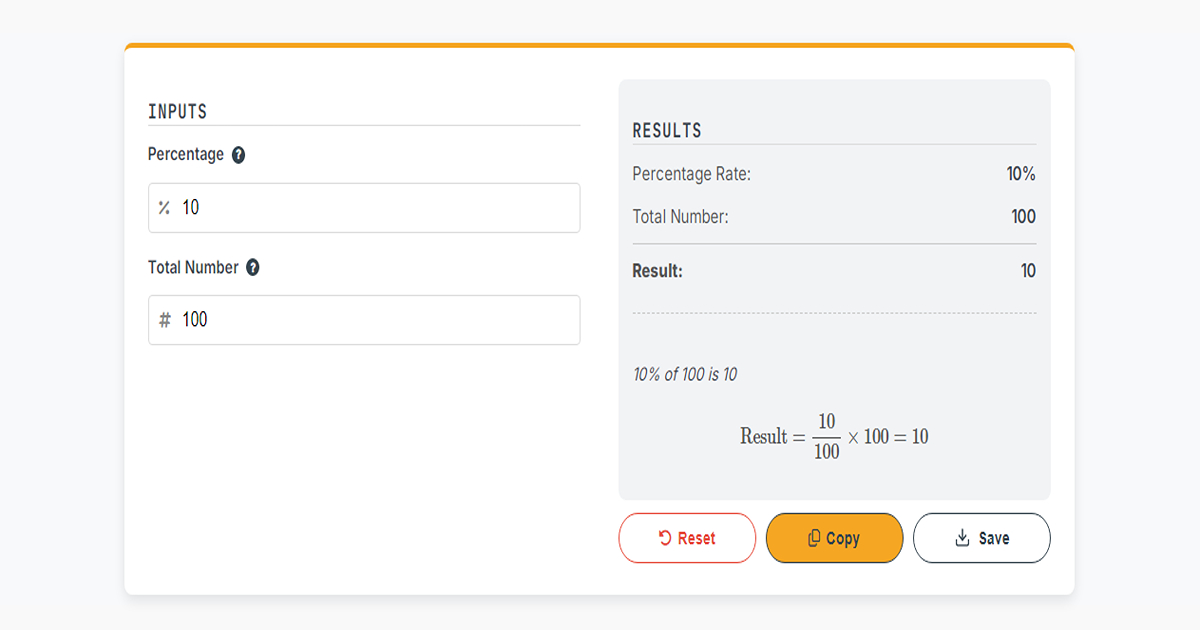 Percentage Calculator: Calculate Percentage of a Number/Amount